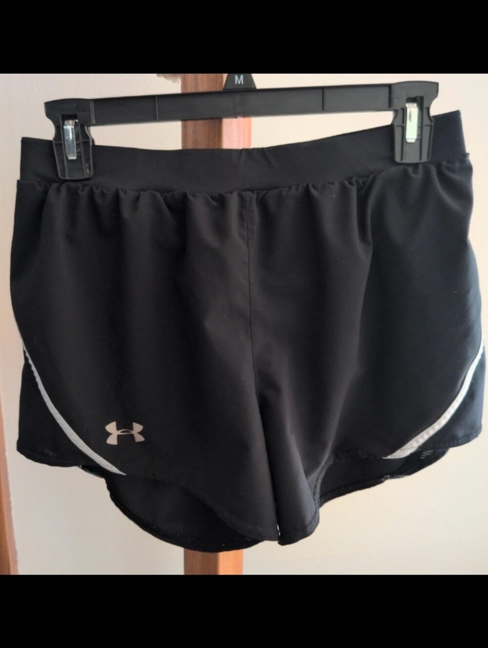 Under Armour Women’s Black Athletic Running Shorts with Silver Logo